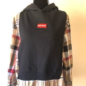 Zara unique plaid mixed sports hoodie shirt